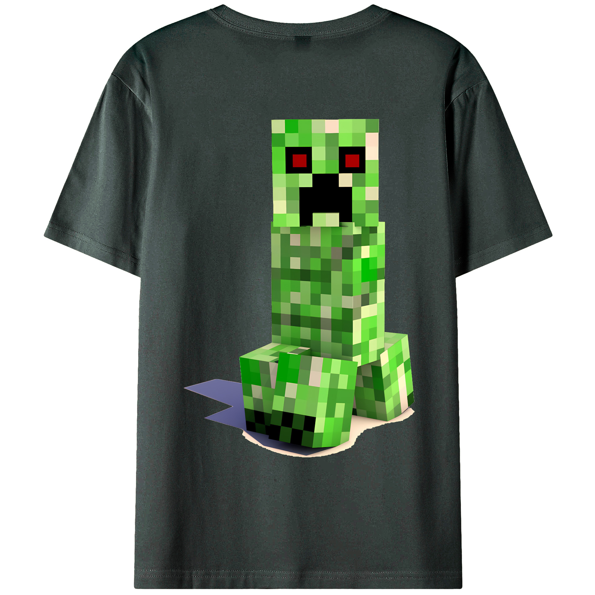 （画像用） マインクラフト ブロックの世界 Minecraft MC Block world 綿100％ メンズ半袖Tシャツ（バックプリント） 通気性